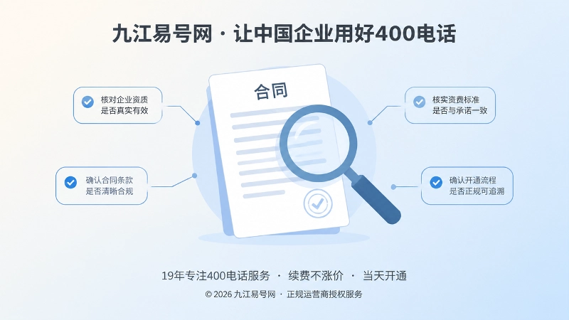 聚焦式扁平插画，合同文本与放大镜象征办理前的凭据核对